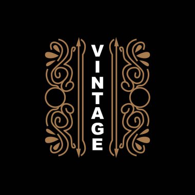 Retro Vintage Tasarım, Minimalist Minimalist Vektör Süsleme Logosu, Mandala ve Batik Tarzı, Ürün İllüstrasyonu, Davetiye, Banner, Moda
