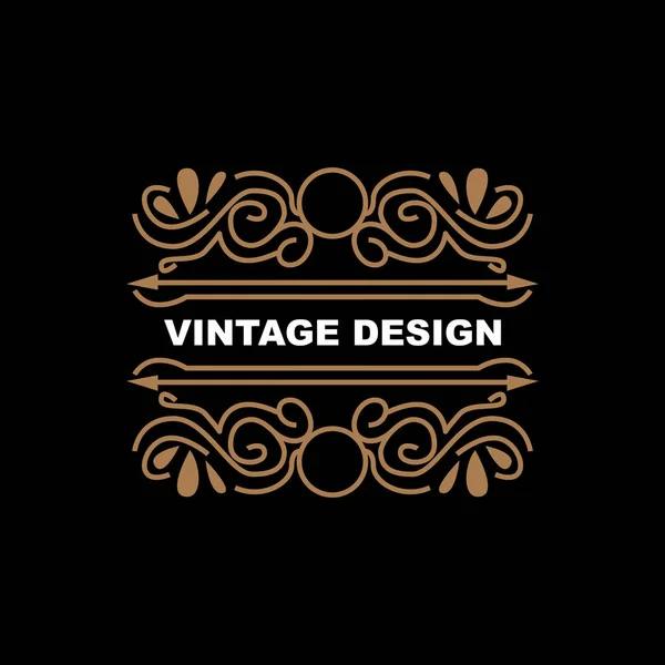 Diseño Vintage Retro Logotipo Minimalista Lujoso Del Ornamento Del Vector — Vector de stock