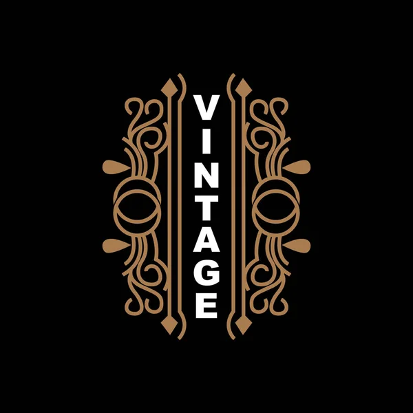 Design Vintage Retrò Logo Minimalista Lussuoso Dell Ornamento Vettoriale Con — Vettoriale Stock