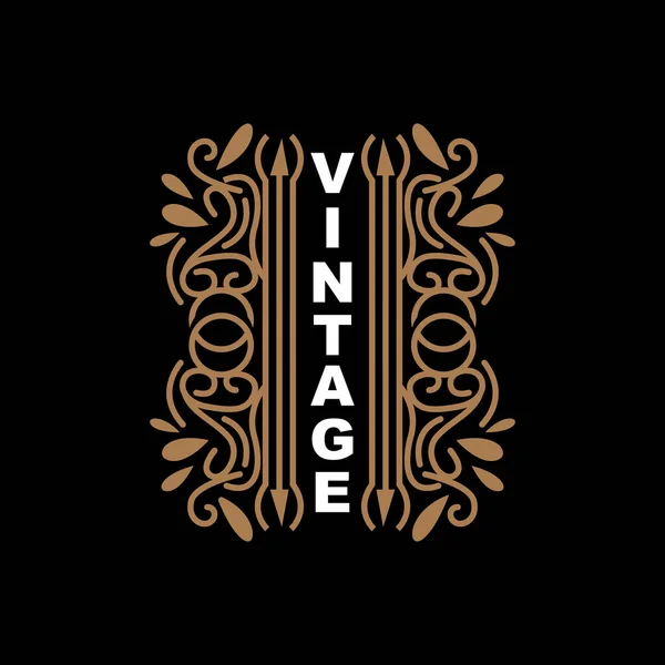 Diseño Vintage Retro Logotipo Minimalista Lujoso Del Ornamento Del Vector — Archivo Imágenes Vectoriales
