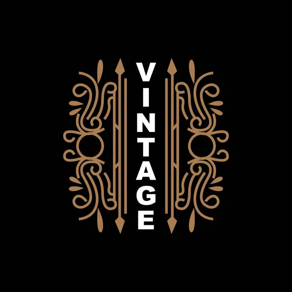 Retro Vintage Design Luxusní Minimalistický Vektorový Ozdoba Logo Mandala Batik — Stockový vektor