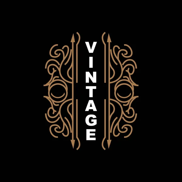 Retro Vintage Tasarım Minimalist Minimalist Vektör Süsleme Logosu Mandala Batik — Stok Vektör
