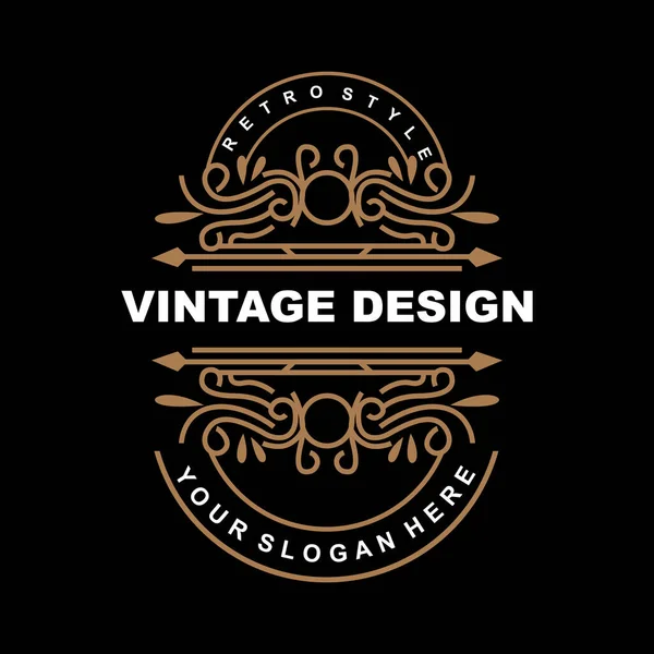 Retro Vintage Design Luxuriöses Minimalistisches Vektor Ornament Logo Mit Mandala — Stockvektor