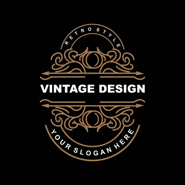 Retro Vintage Design Luxurious Minimalist Vector Ornament Logo Mandala Batik — 스톡 벡터