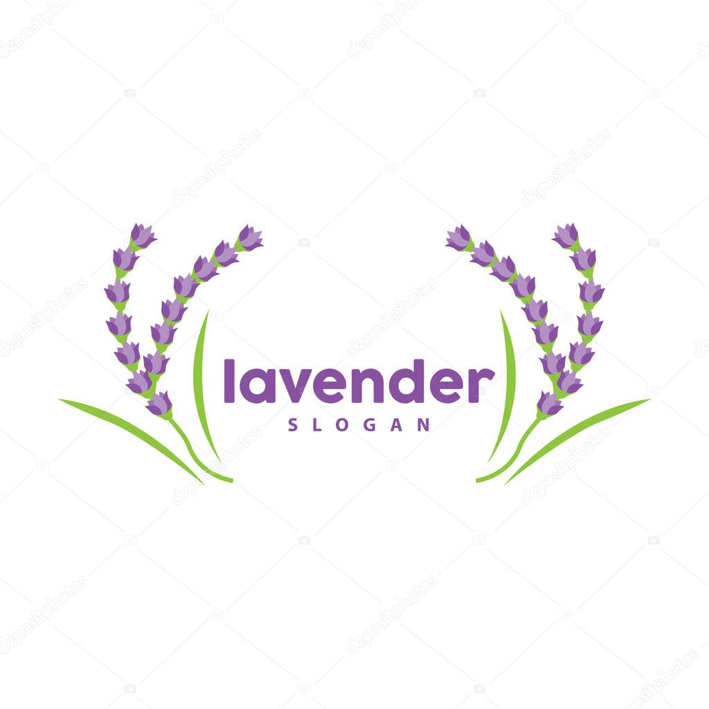 Lavender Logo, Simple Elegant Purple Flower Plant Vector, Greeting Card Design, Banner, Flower Ornament, Lavender Hand Drawn Wedding, Icon Symbol Illustration