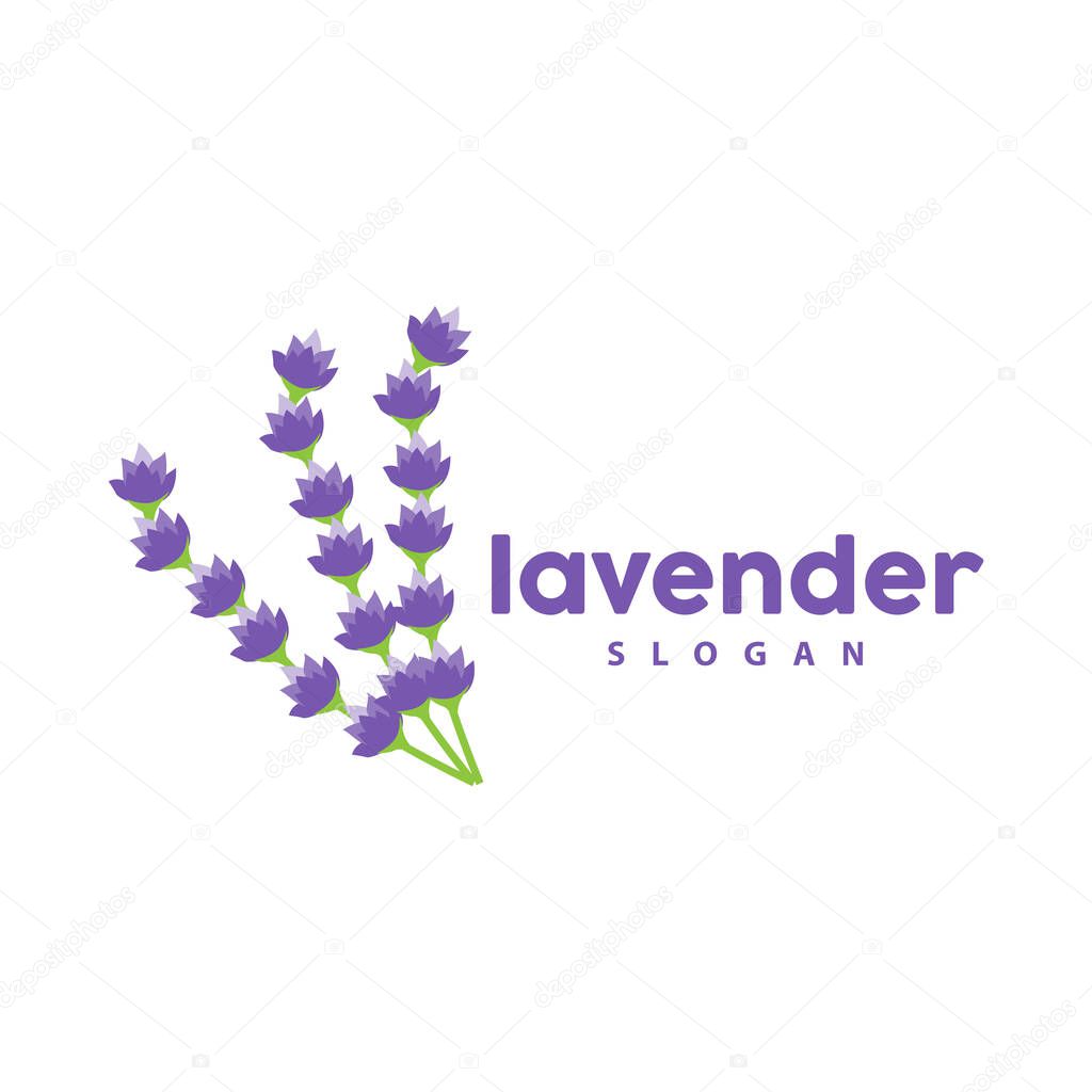 Lavender Logo, Simple Elegant Purple Flower Plant Vector, Greeting Card Design, Banner, Flower Ornament, Lavender Hand Drawn Wedding, Icon Symbol Illustration