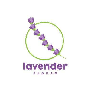 Lavanta Logosu, Basit Mor Çiçek Bitki Vektörü, Kutlama Kartı Tasarımı, Banner, Çiçek Süslemesi, Lavantalı El Çizimi Düğünü, Simge Simgesi İllüstrasyonu