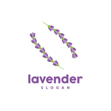 Lavanta Logosu, Basit Mor Çiçek Bitki Vektörü, Kutlama Kartı Tasarımı, Banner, Çiçek Süslemesi, Lavantalı El Çizimi Düğünü, Simge Simgesi İllüstrasyonu