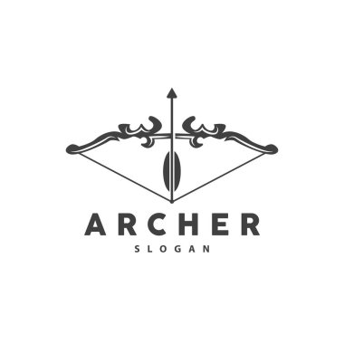 Archer Logosu, Okçuluk Okçuluğu Vektörü, Zarif Basit Minimalist Tasarım, Simge İllüstrasyon Şablonu