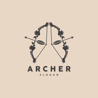 Archer Logosu, Okçuluk Okçuluğu Vektörü, Zarif Basit Minimalist Tasarım, Simge İllüstrasyon Şablonu