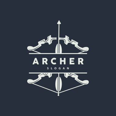 Archer Logosu, Okçuluk Okçuluğu Vektörü, Zarif Basit Minimalist Tasarım, Simge İllüstrasyon Şablonu