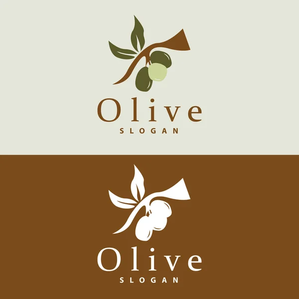 stock vector Olive Oil Logo, Olive Leaf Plant Herbal Garden Vector, Simple Elegant Luxurious Icon Design Template illustration