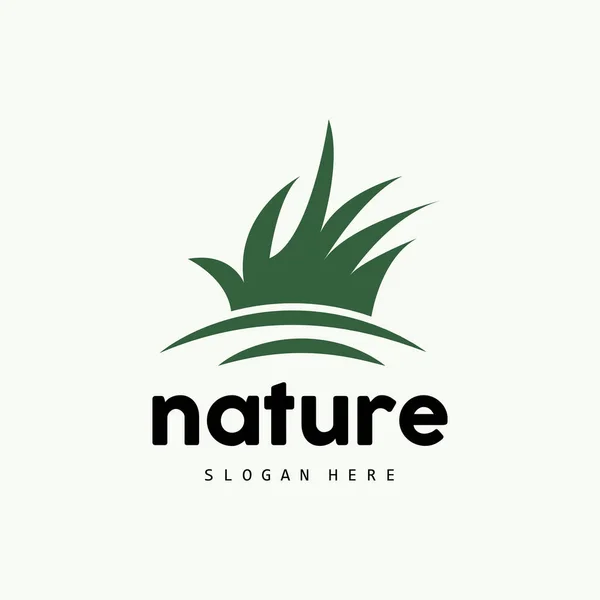 Groene Gras Logo Natuur Plantenvector Landbouw Blad Eenvoudig Ontwerp Template — Stockvector
