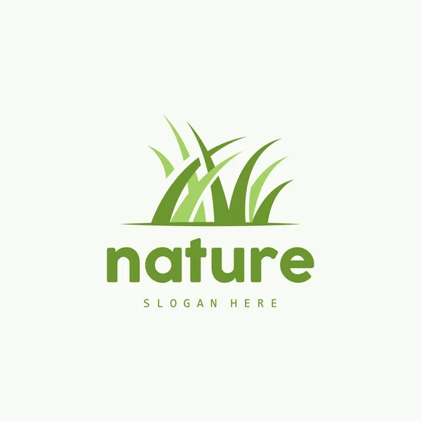 Logo Dell Erba Verde Vettore Della Pianta Naturale Foglia Agricoltura — Vettoriale Stock