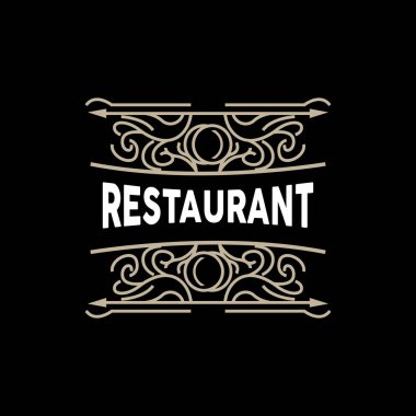 Retro Vintage Tarz Süsleme Tasarımı, Logo Retro Restoran Tipografi Amblemi, Vektör Hattı Basit Zarif Çatal Kaşığı ve Bıçak