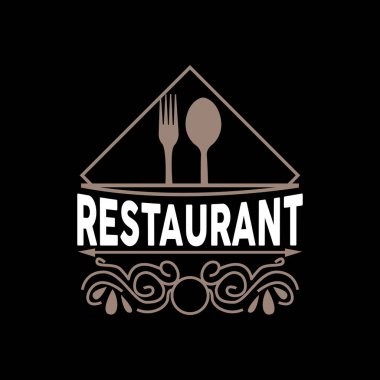 Retro Vintage Tarz Süsleme Tasarımı, Logo Retro Restoran Tipografi Amblemi, Vektör Hattı Basit Zarif Çatal Kaşığı ve Bıçak