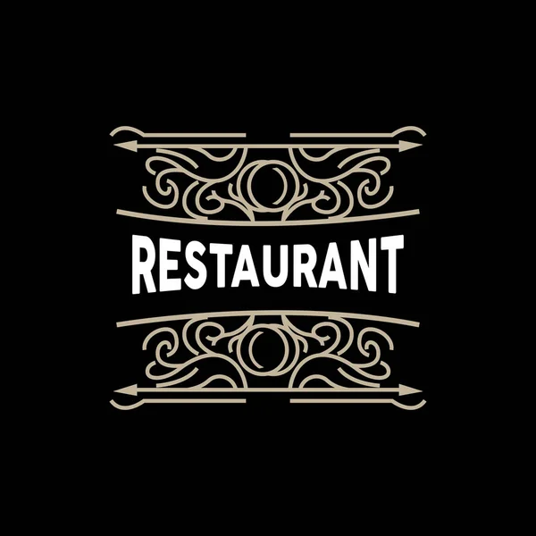 Stile Vintage Retrò Ornamento Design Logo Retro Restaurant Typography Emblem — Vettoriale Stock