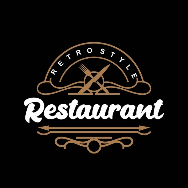 Retro Vintage Style Διακόσμηση Σχεδιασμός Λογότυπο Retro Εστιατόριο Τυπογραφία Έμβλημα — Διανυσματικό Αρχείο