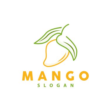 Mango Logosu, Meyve Tasarımı Basit Minimalist Stil, Meyve Suyu Vektörü, Simge İllüstrasyonu
