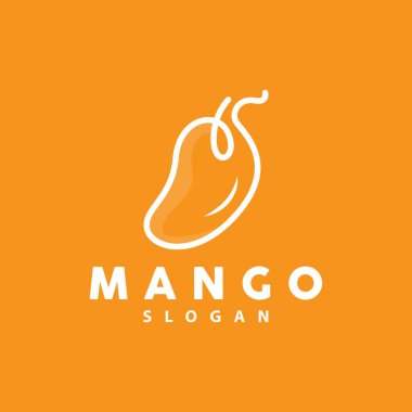 Mango Logosu, Meyve Tasarımı Basit Minimalist Stil, Meyve Suyu Vektörü, Simge İllüstrasyonu