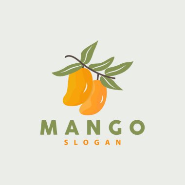 Mango Logosu, Meyve Tasarımı Basit Minimalist Stil, Meyve Suyu Vektörü, Simge İllüstrasyonu