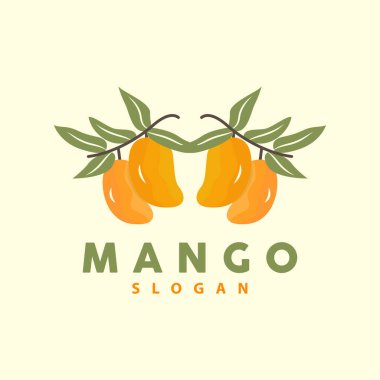 Mango Logosu, Meyve Tasarımı Basit Minimalist Stil, Meyve Suyu Vektörü, Simge İllüstrasyonu
