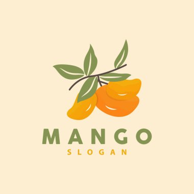 Mango Logosu, Meyve Tasarımı Basit Minimalist Stil, Meyve Suyu Vektörü, Simge İllüstrasyonu