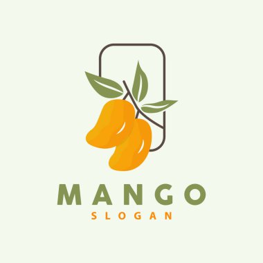 Mango Logosu, Meyve Tasarımı Basit Minimalist Stil, Meyve Suyu Vektörü, Simge İllüstrasyonu