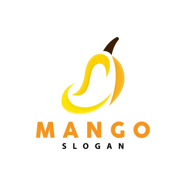 Mango Logosu Meyve Tasarımı Basit Minimalist Stil Meyve Suyu Vektörü — Stok Vektör
