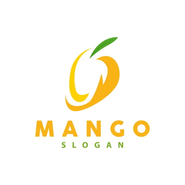 stock vector Mango Logo, Fruit Design Simple Minimalist Style, Fruit Juice Vector, Icon Symbol Illustration