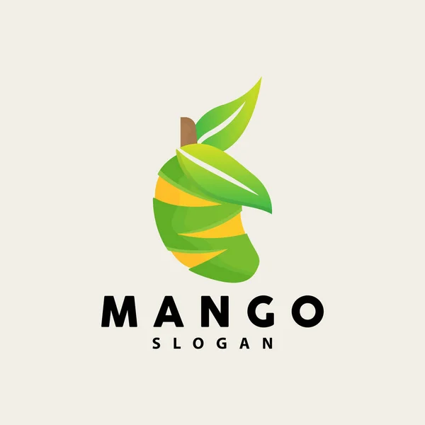 stock vector Mango Logo, Fruit Design Simple Minimalist Style, Fruit Juice Vector, Icon Symbol Illustration