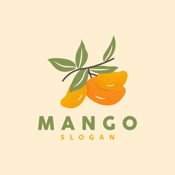 stock vector Mango Logo, Fruit Design Simple Minimalist Style, Fruit Juice Vector, Icon Symbol Illustration