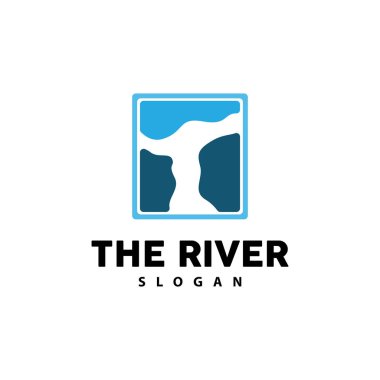 River Logo Tasarımı, River Creek Vector, Riverside İllüstrasyonu Dağlar ve Doğa, Ürün Markası