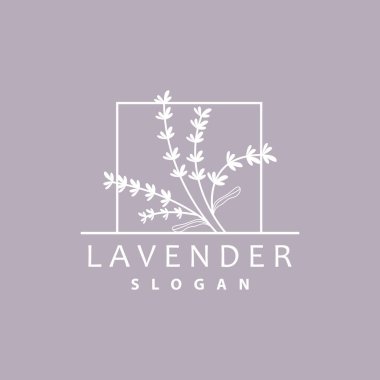 Lavanta Logosu, Basit Mor Çiçek Bitki Vektörü, Kutlama Kartı Tasarımı, Banner, Çiçek Süslemesi, Lavantalı El Çizimi Düğünü, Simge Simgesi İllüstrasyonu