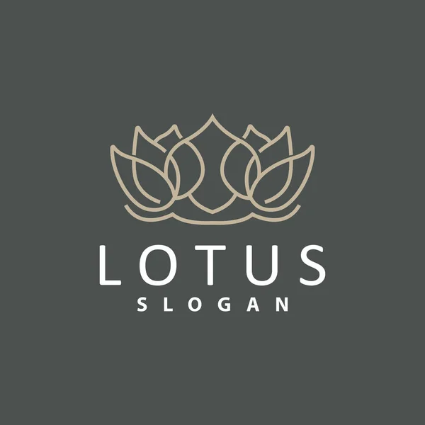 Lotus Logo Vector Planta Flor Diseño Línea Simple Minimalista Plantilla — Vector de stock