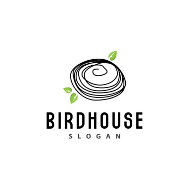 Kuş Yuvası Logosu, Kuş Evi Sığınma Vektörü, Modern Satır Tasarım Minimalist Biçimi, Sembol Şablonu Simgesi Simgesi Simgesi Simgesi Simgesi Simgesi
