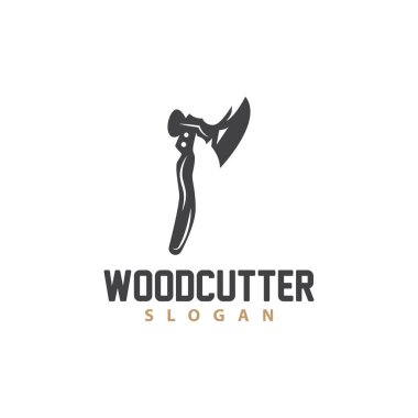 Balta Logosu, Ağaç Kesme Aracı Kara Siluet, Kereste Vector, Eski Retro Vintage Minimalist Tasarım, Simge Şablonu