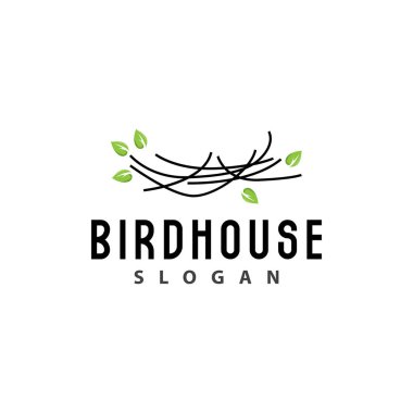Kuş Yuvası Logosu, Kuş Evi Sığınma Vektörü, Modern Satır Tasarım Minimalist Biçimi, Sembol Şablonu Simgesi Simgesi Simgesi Simgesi Simgesi Simgesi