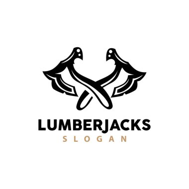 Balta Logosu, Ağaç Kesme Aracı Kara Siluet, Kereste Vector, Eski Retro Vintage Minimalist Tasarım, Simge Şablonu