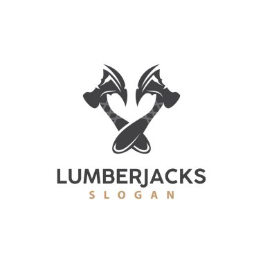 Balta Logosu, Ağaç Kesme Aracı Kara Siluet, Kereste Vector, Eski Retro Vintage Minimalist Tasarım, Simge Şablonu