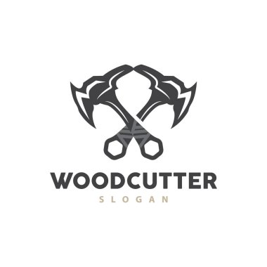 Balta Logosu, Ağaç Kesme Aracı Kara Siluet, Kereste Vector, Eski Retro Vintage Minimalist Tasarım, Simge Şablonu