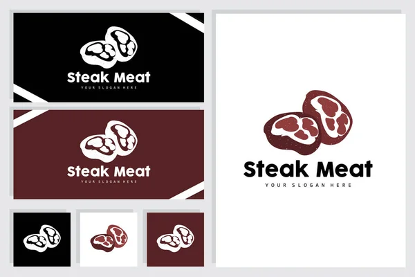 stock vector Steak Logo, Vintage Retro Rustic BBQ Grill Theme Design Style, Barbeque Fresh Meat Vector, Icon Symbol Illustration