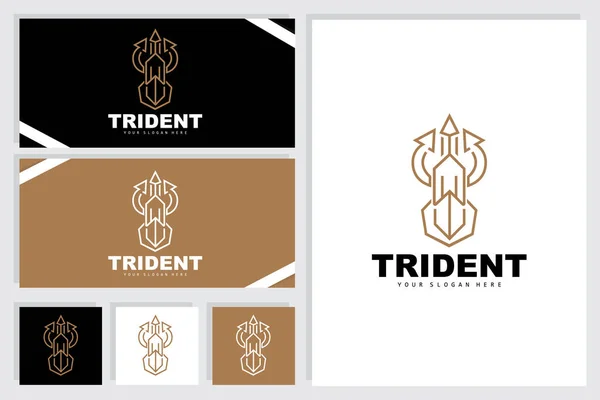 Logo Trident Lanza Mágica Vectorial Poseidón Neptuno Tritón King Design — Vector de stock
