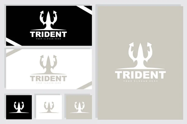 Trident Logo Vector Magic Spear Poseidon Neptune Triton King Design — Stock Vector