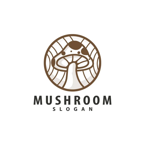 Mantar Logosu, Retro Minimalist Tasarım, Gıda Vektörü, Mantar Bitkisi, Simge İllüstrasyon Sembolü