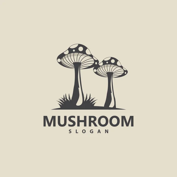 Mushroom Logo Retro Minimalist Design Food Vector Mushroom Plant Icon — Stock Vector