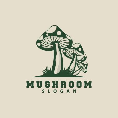 Mushroom Logo, Retro Minimalist Design, Food Vector, Mushroom Plant, Icon Illustration Symbol clipart