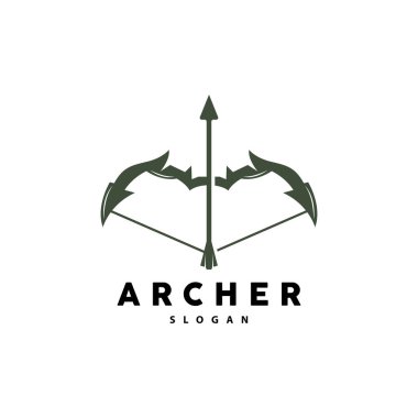 Archer Logosu, Okçuluk Okçuluğu Vektörü, Zarif Basit Minimalist Tasarım, Simge İllüstrasyon Şablonu