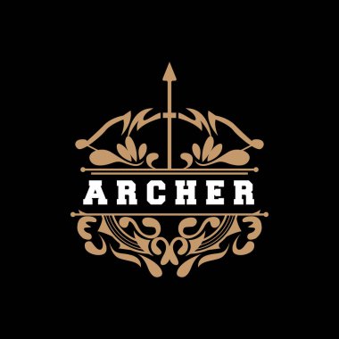 Archer Logosu, Okçuluk Okçuluğu Vektörü, Zarif Basit Minimalist Tasarım, Simge İllüstrasyon Şablonu