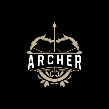 Archer Logosu, Okçuluk Okçuluğu Vektörü, Zarif Basit Minimalist Tasarım, Simge İllüstrasyon Şablonu